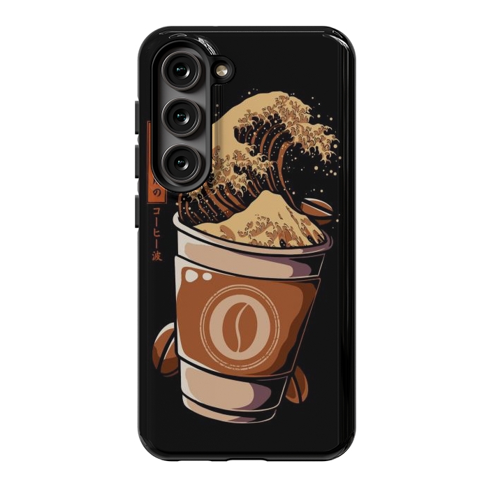 Galaxy S23 StrongFit Great Wave of Takeout Coffee by LM2Kone