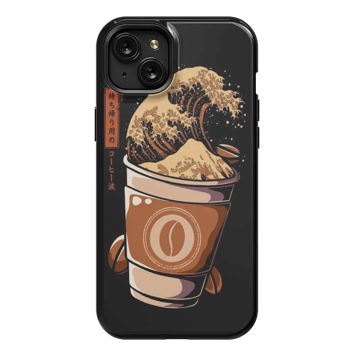 iPhone 15 Plus StrongFit Great Wave of Takeout Coffee by LM2Kone