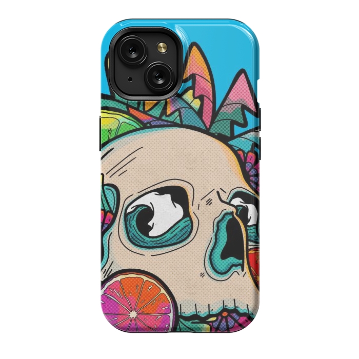 iPhone 15 StrongFit Summer fruit skull by Steve Wade (Swade)