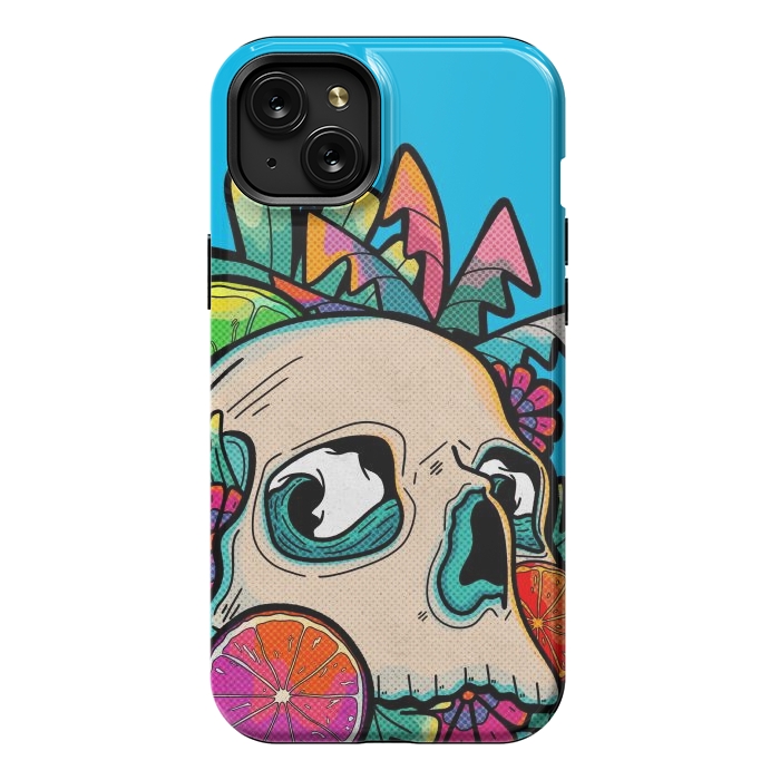 iPhone 15 Plus StrongFit Summer fruit skull by Steve Wade (Swade)