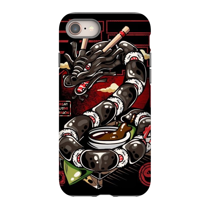 iPhone 8 StrongFit Great Sushi Dragon Japanese by LM2Kone