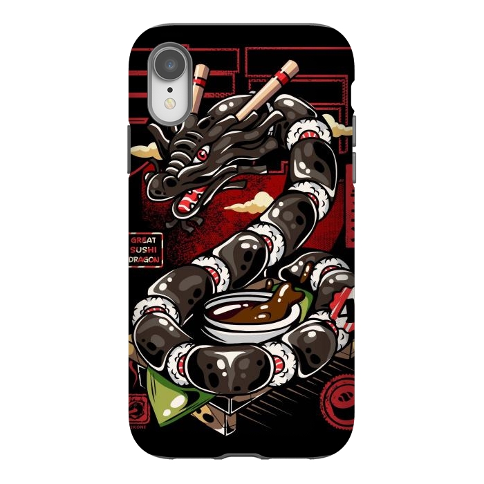 iPhone Xr StrongFit Great Sushi Dragon Japanese by LM2Kone