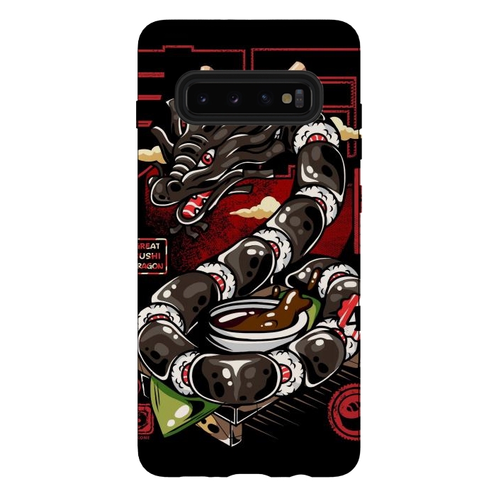 Galaxy S10 plus StrongFit Great Sushi Dragon Japanese by LM2Kone