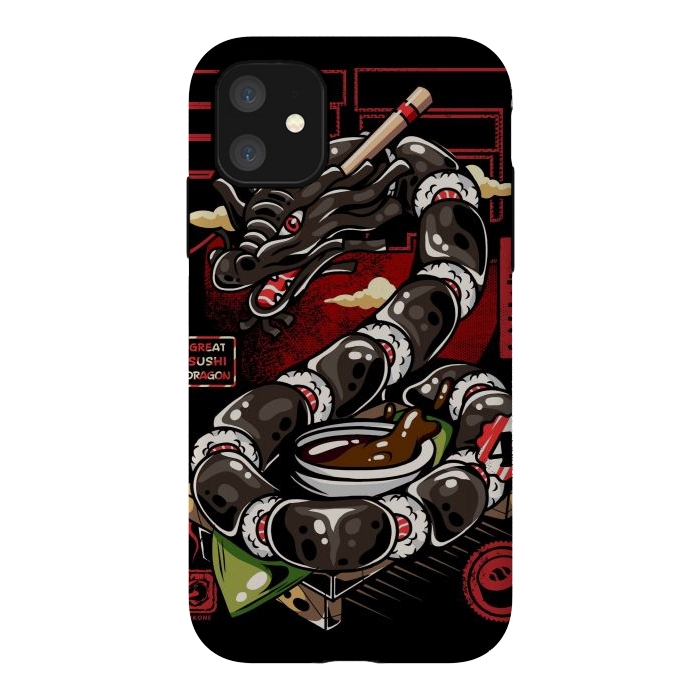 iPhone 11 StrongFit Great Sushi Dragon Japanese by LM2Kone