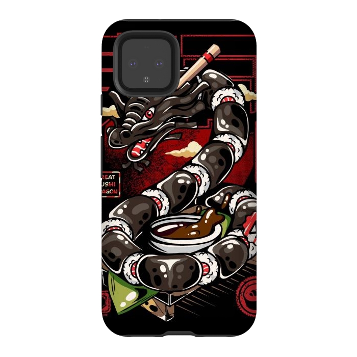 Pixel 4 StrongFit Great Sushi Dragon Japanese by LM2Kone