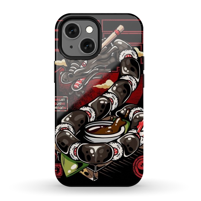 iPhone 12 mini StrongFit Great Sushi Dragon Japanese by LM2Kone