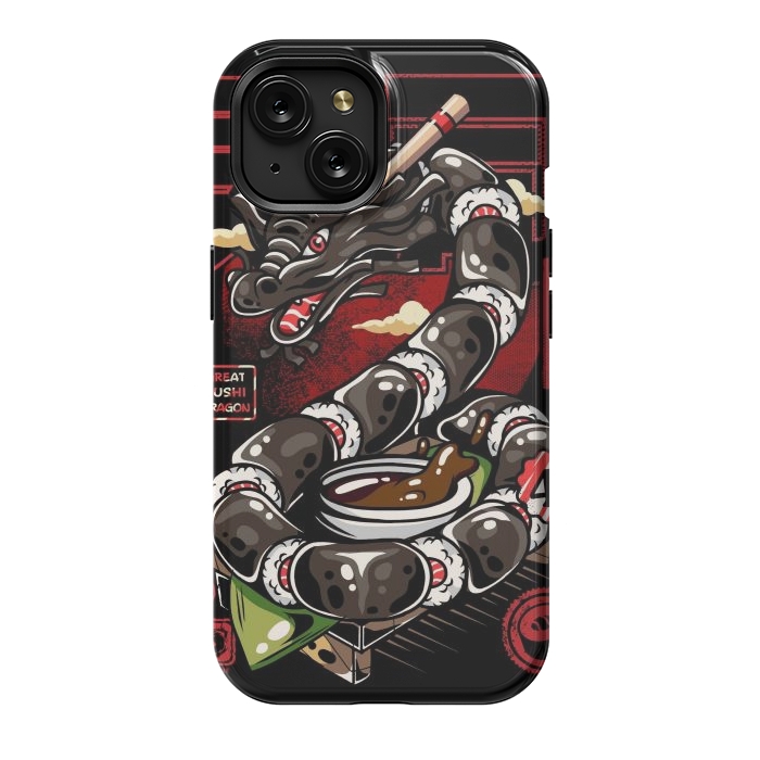 iPhone 15 StrongFit Great Sushi Dragon Japanese by LM2Kone