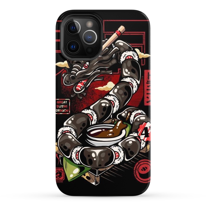 iPhone 12 Pro Max StrongFit Great Sushi Dragon Japanese by LM2Kone