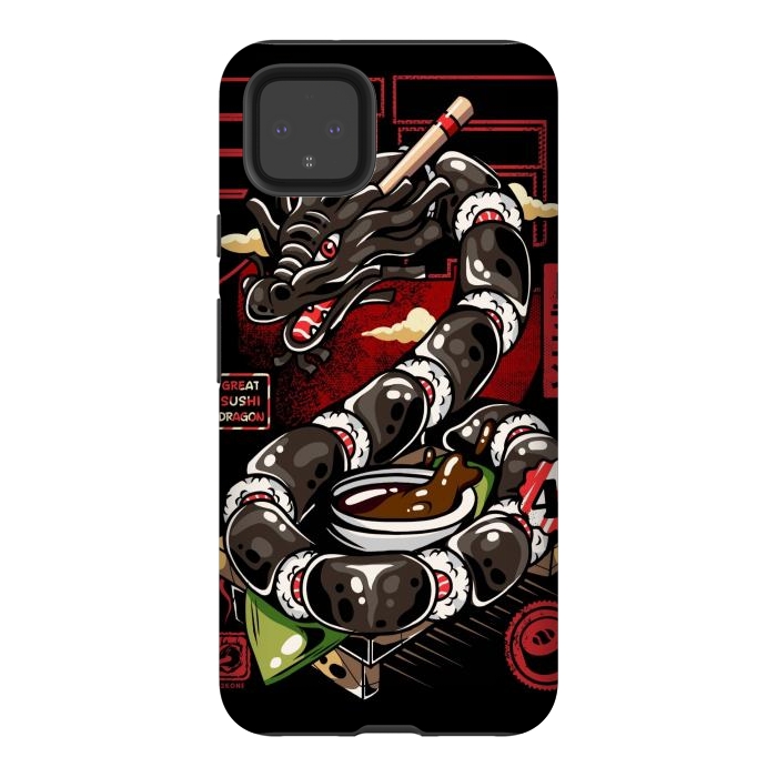 Pixel 4XL StrongFit Great Sushi Dragon Japanese by LM2Kone