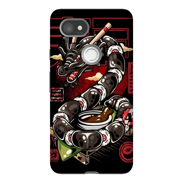 Pixel 2XL StrongFit Great Sushi Dragon Japanese by LM2Kone