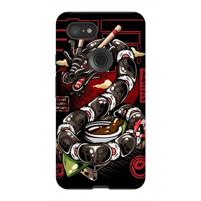 Pixel 3XL StrongFit Great Sushi Dragon Japanese by LM2Kone