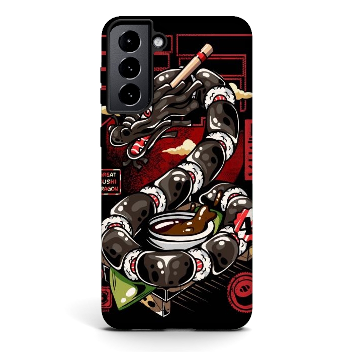 Galaxy S21 plus StrongFit Great Sushi Dragon Japanese by LM2Kone