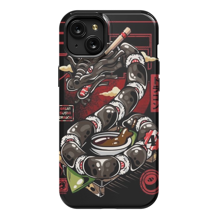 iPhone 15 Plus StrongFit Great Sushi Dragon Japanese by LM2Kone