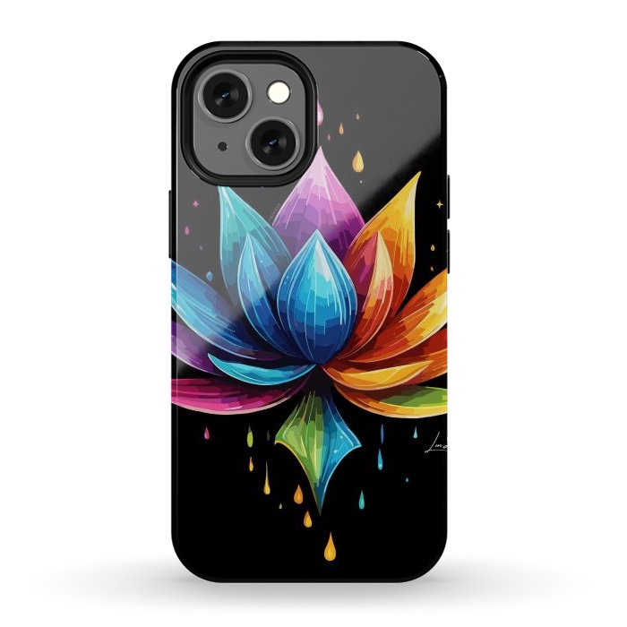 iPhone 12 mini StrongFit Multicolors Lotus by LM2Kone