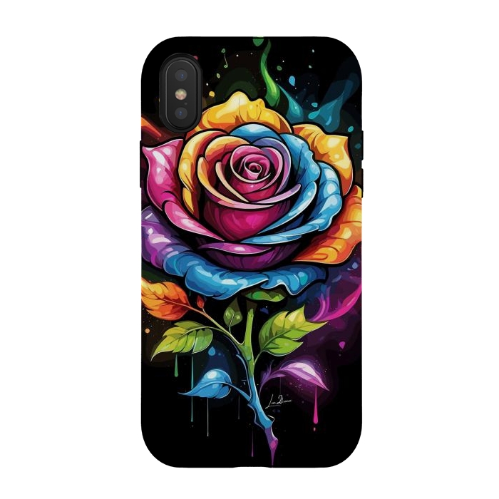 iPhone Xs / X StrongFit Rainbow Rose by LM2Kone