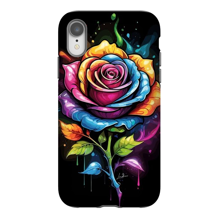 iPhone Xr StrongFit Rainbow Rose by LM2Kone