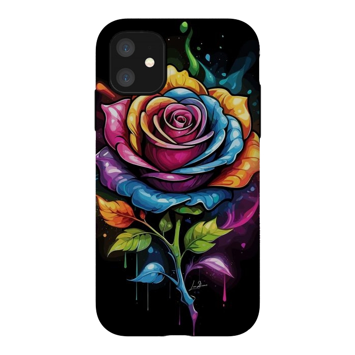 iPhone 11 StrongFit Rainbow Rose by LM2Kone