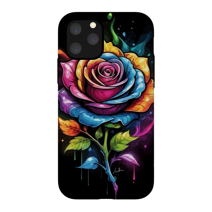 iPhone 11 Pro StrongFit Rainbow Rose by LM2Kone