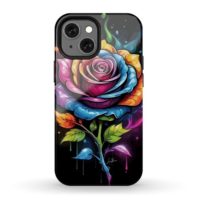 iPhone 12 mini StrongFit Rainbow Rose by LM2Kone