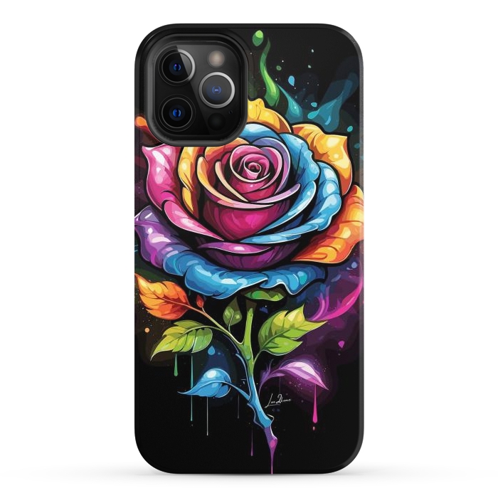 iPhone 12 Pro StrongFit Rainbow Rose by LM2Kone