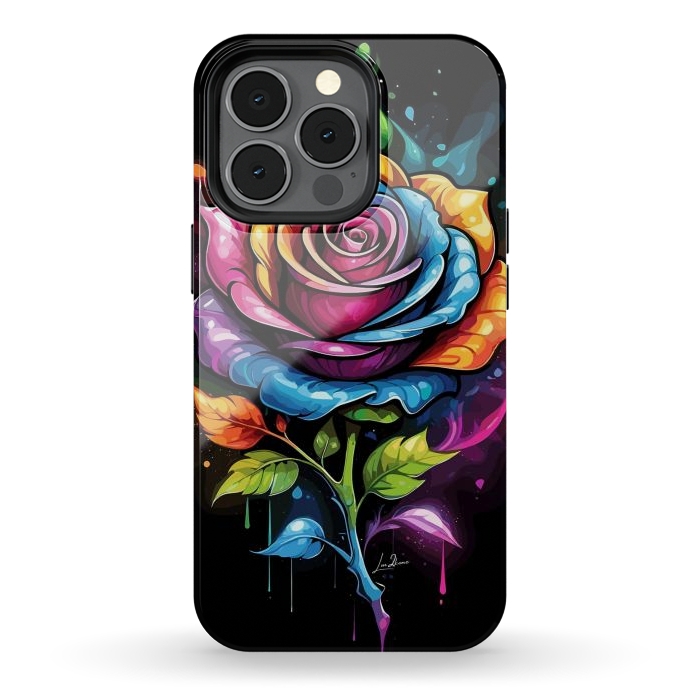 iPhone 13 pro StrongFit Rainbow Rose by LM2Kone