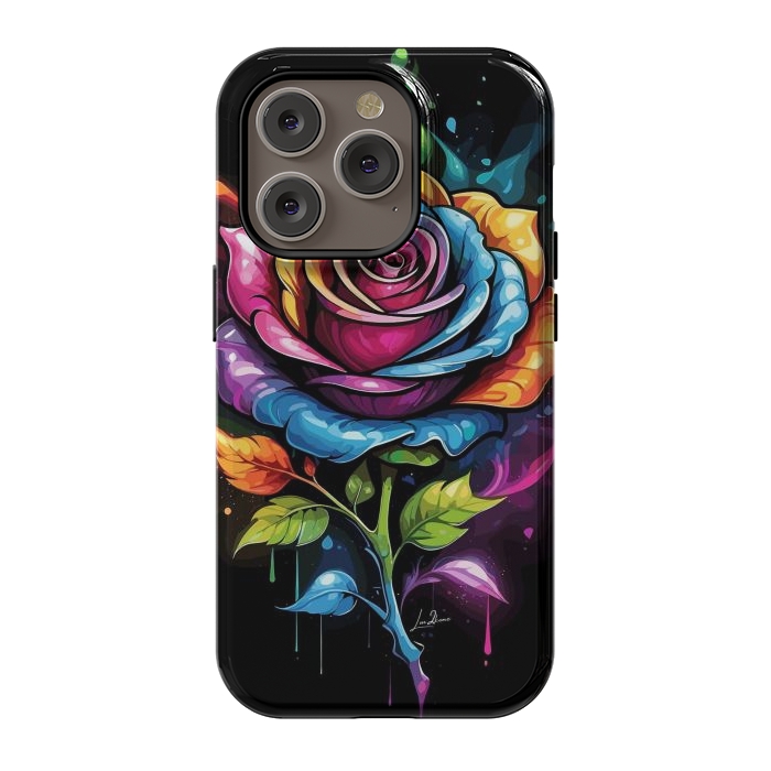 iPhone 14 Pro StrongFit Rainbow Rose by LM2Kone