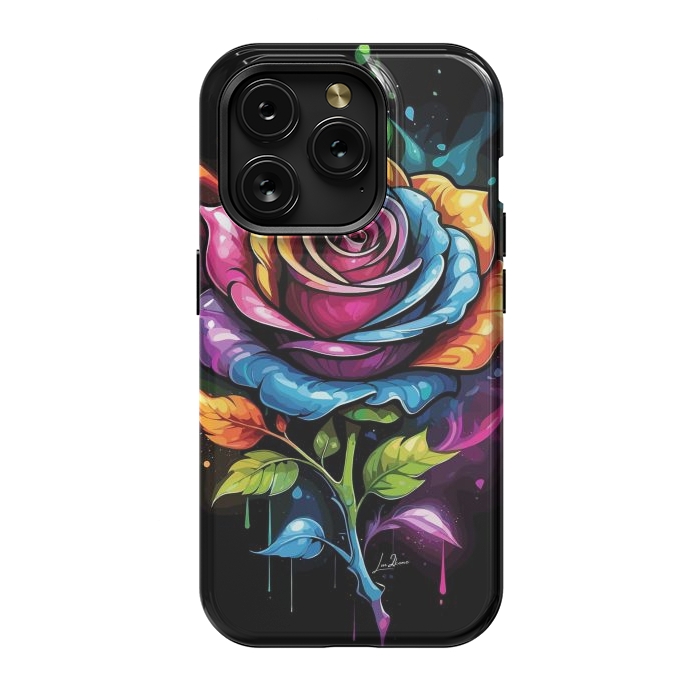 iPhone 15 Pro StrongFit Rainbow Rose by LM2Kone