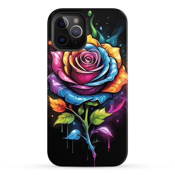 iPhone 12 Pro Max StrongFit Rainbow Rose by LM2Kone