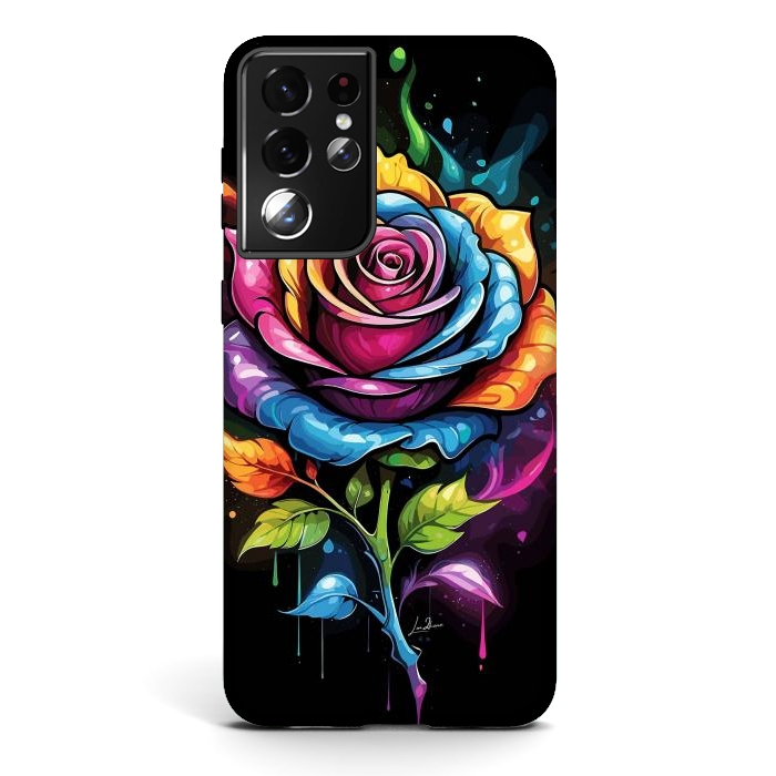 Galaxy S21 ultra StrongFit Rainbow Rose by LM2Kone