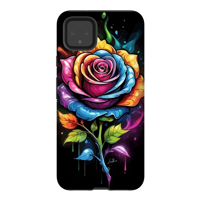 Pixel 4XL StrongFit Rainbow Rose by LM2Kone