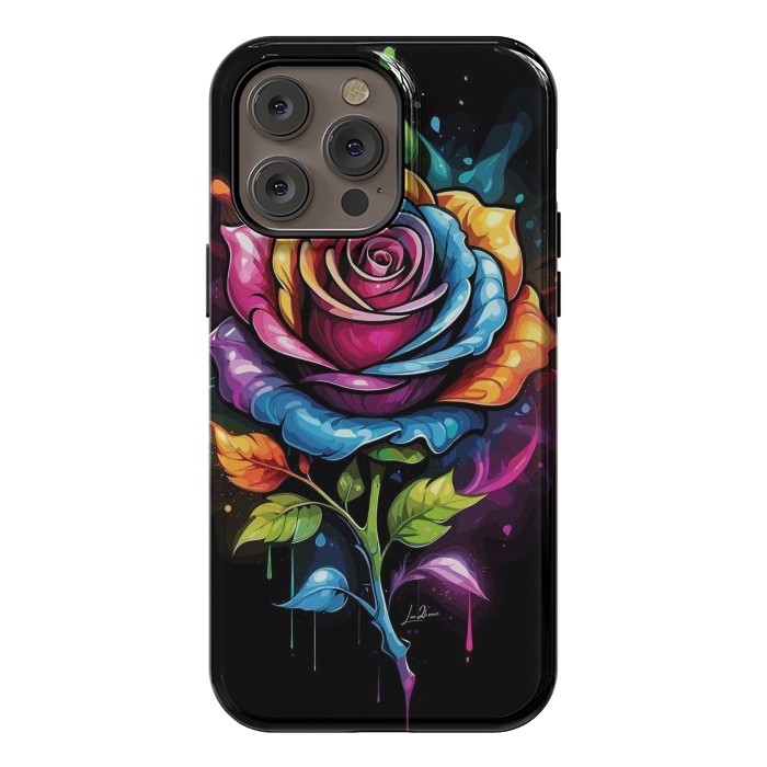 iPhone 14 Pro max StrongFit Rainbow Rose by LM2Kone