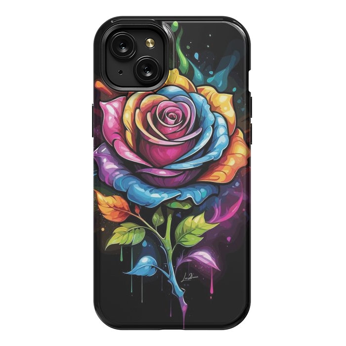 iPhone 15 Plus StrongFit Rainbow Rose by LM2Kone