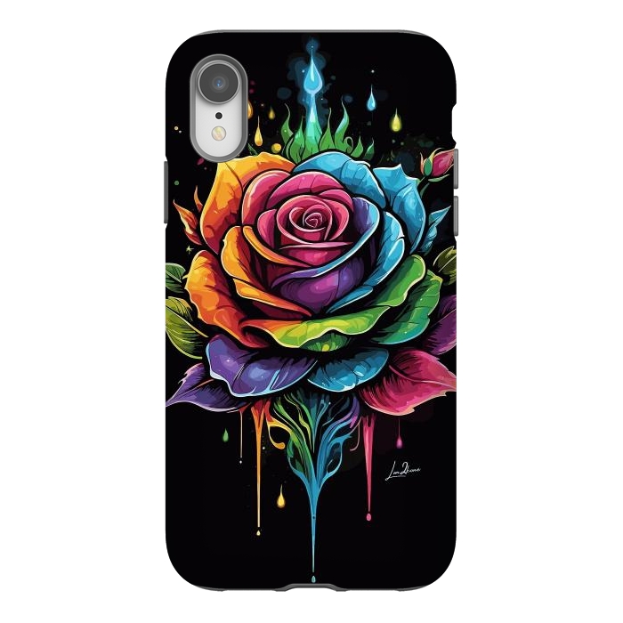 iPhone Xr StrongFit Fantasy Multicolored Rose by LM2Kone