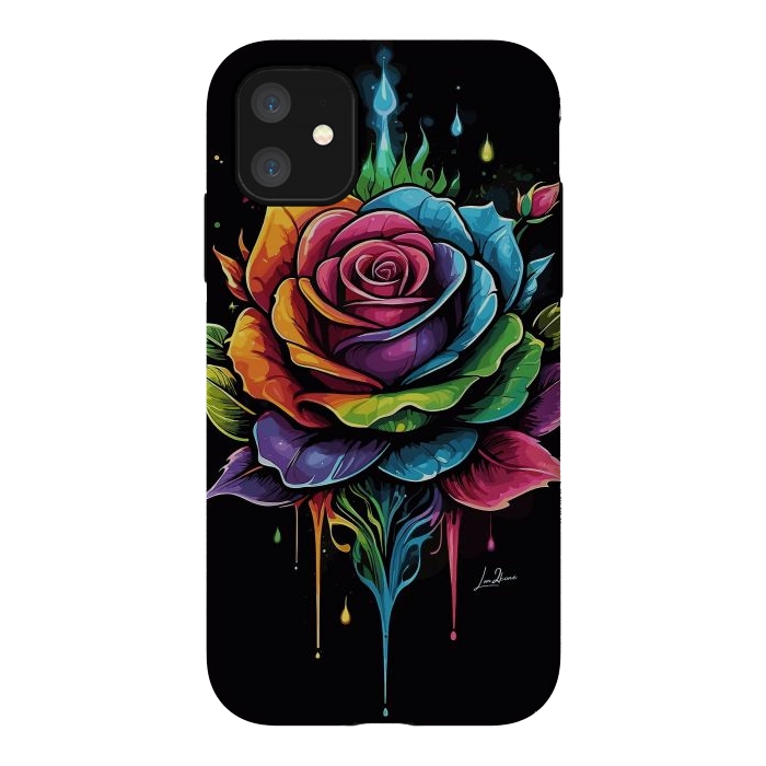 iPhone 11 StrongFit Fantasy Multicolored Rose by LM2Kone