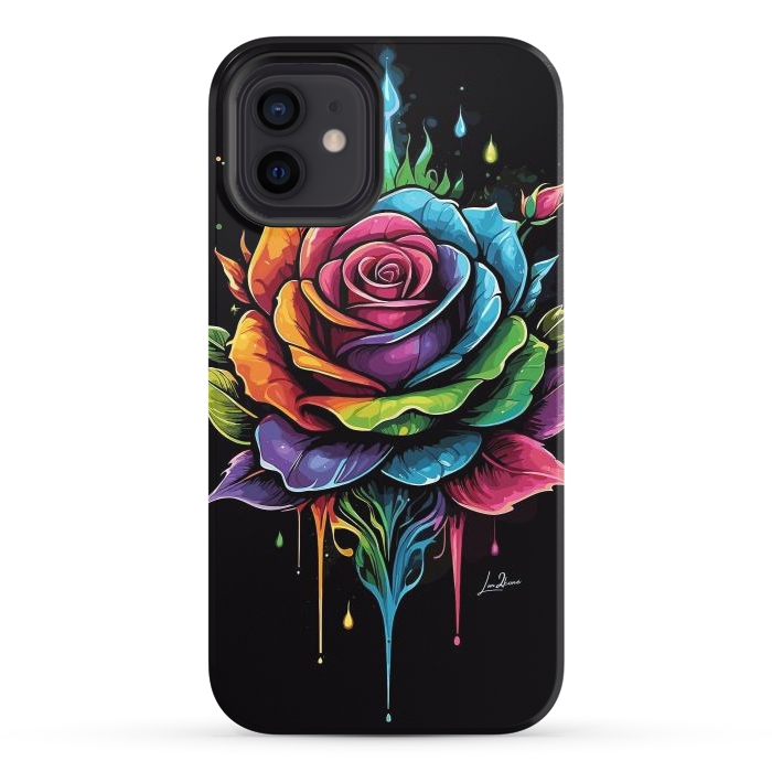 iPhone 12 StrongFit Fantasy Multicolored Rose by LM2Kone