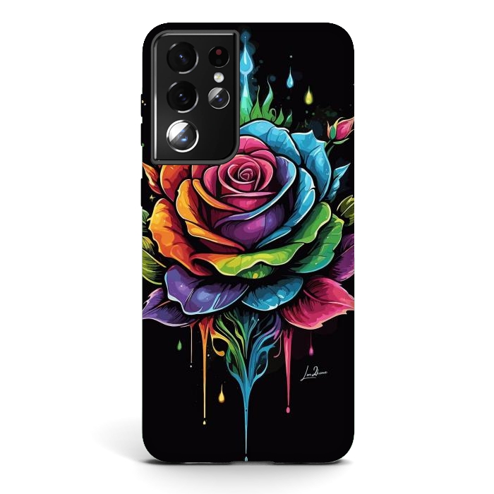 Galaxy S21 ultra StrongFit Fantasy Multicolored Rose by LM2Kone