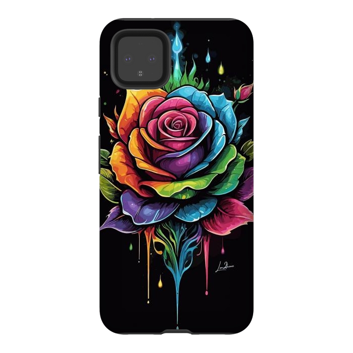 Pixel 4XL StrongFit Fantasy Multicolored Rose by LM2Kone