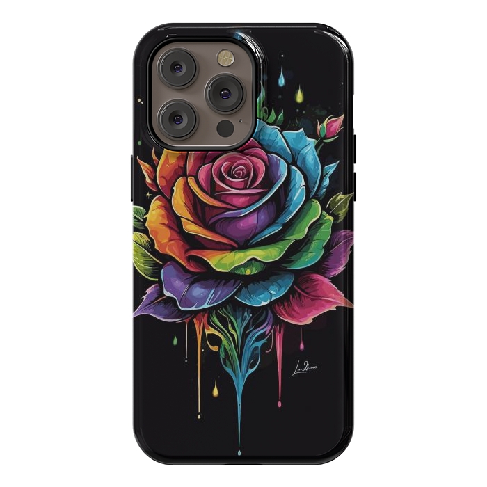 iPhone 14 Pro max StrongFit Fantasy Multicolored Rose by LM2Kone