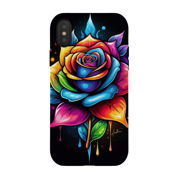 iPhone Xs / X StrongFit Multicolored Rose by LM2Kone