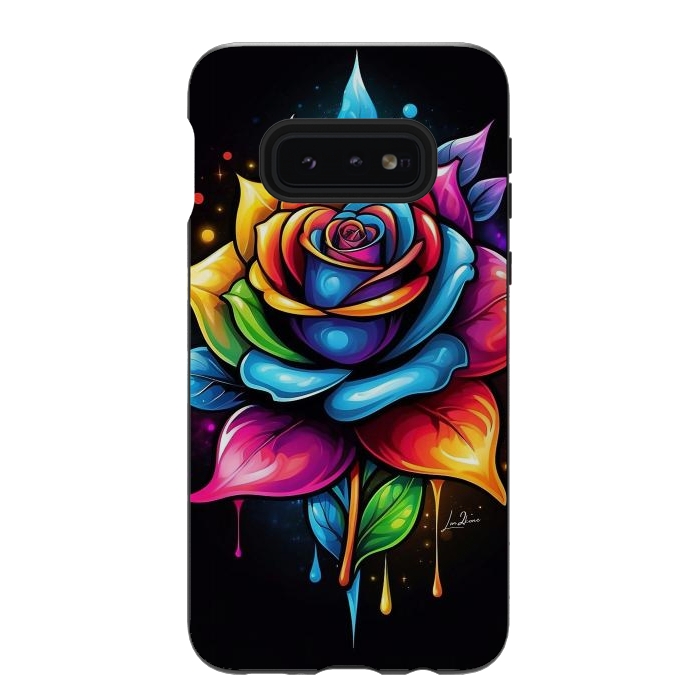 Galaxy S10e StrongFit Multicolored Rose by LM2Kone