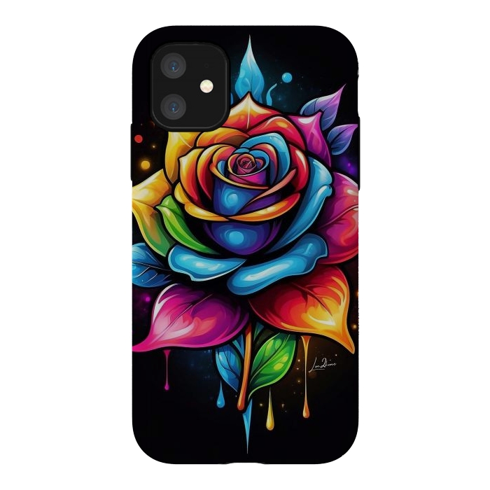 iPhone 11 StrongFit Multicolored Rose by LM2Kone