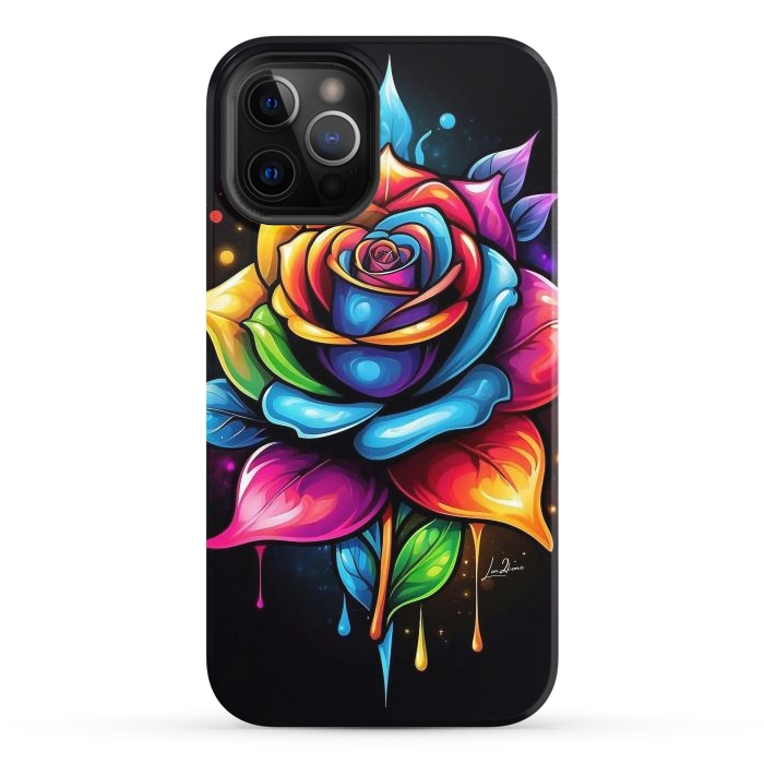 iPhone 12 Pro StrongFit Multicolored Rose by LM2Kone