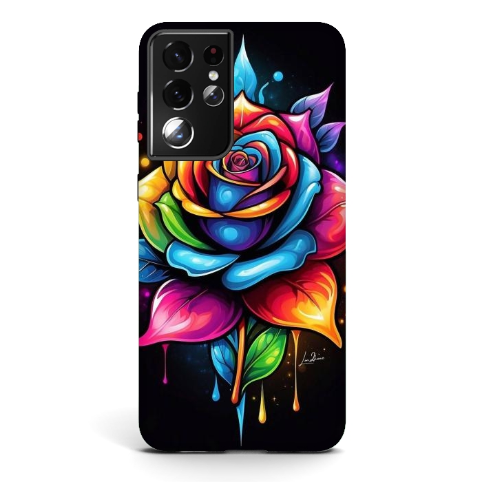 Galaxy S21 ultra StrongFit Multicolored Rose by LM2Kone