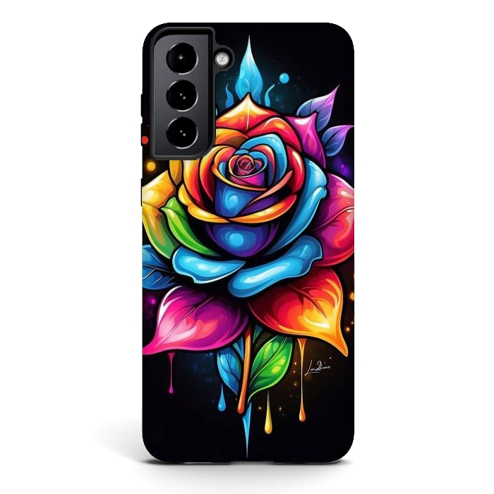 Galaxy S21 StrongFit Multicolored Rose by LM2Kone