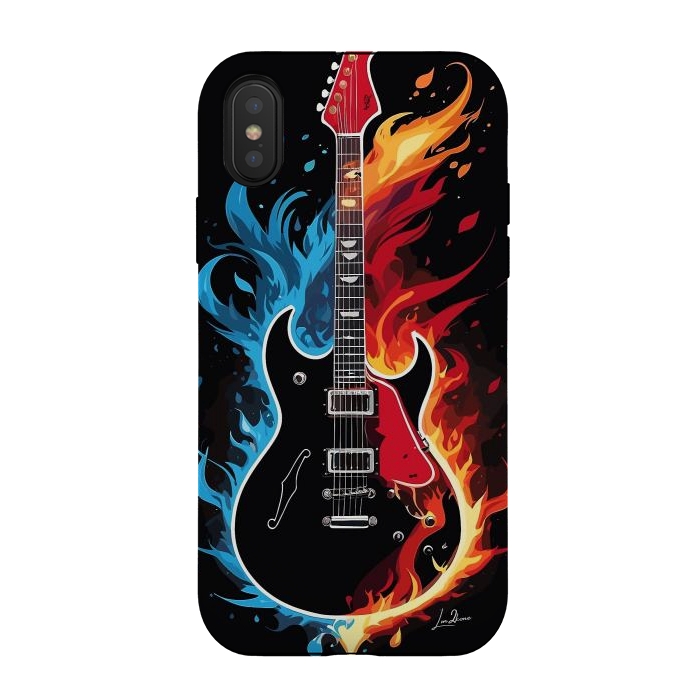 iPhone Xs / X StrongFit Epic Blazing Guitar by LM2Kone