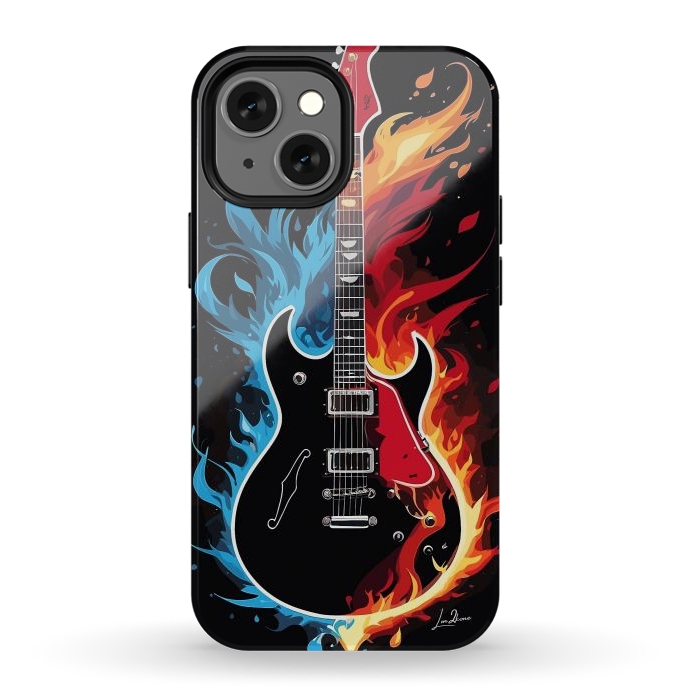 iPhone 13 mini StrongFit Epic Blazing Guitar by LM2Kone