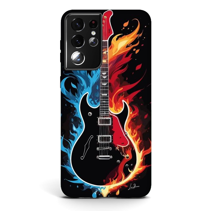 Galaxy S21 ultra StrongFit Epic Blazing Guitar by LM2Kone