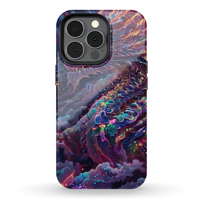 iPhone 13 pro StrongFit Iridescent Mythical Dragon by JohnnyVillas