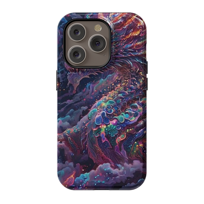 iPhone 14 Pro StrongFit Iridescent Mythical Dragon by JohnnyVillas