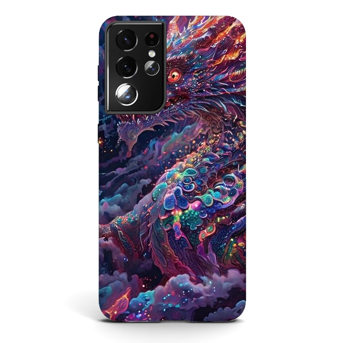 Galaxy S21 ultra StrongFit Iridescent Mythical Dragon by JohnnyVillas